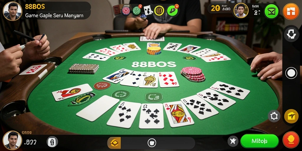 Tampilan gameplay seru game Gaple 88BOS yang mengasyikkan.