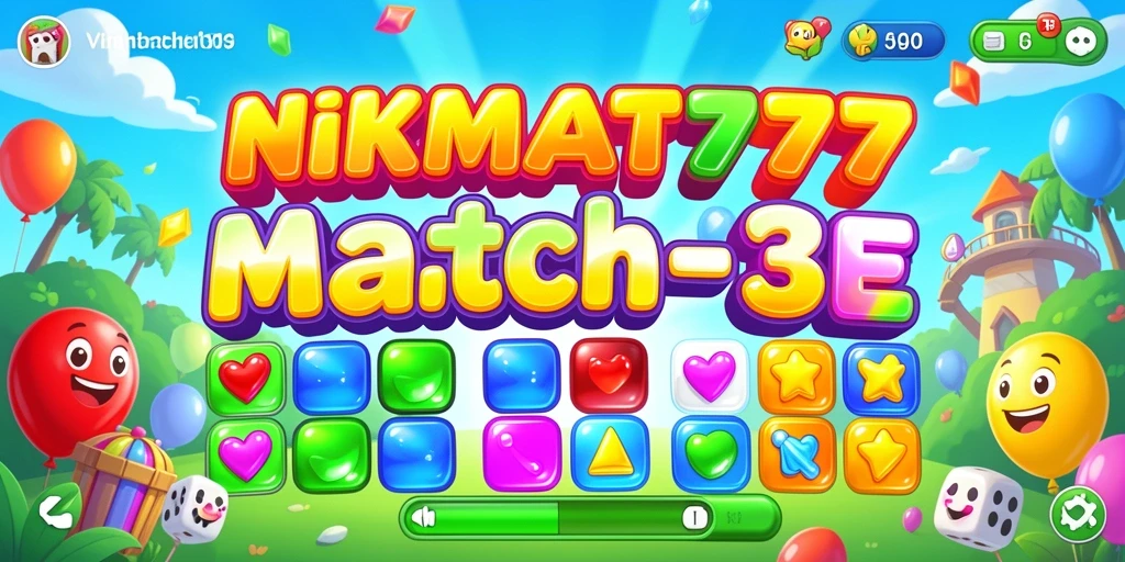 Screenshot gameplay <strong>NIKMAT777</strong> menampilkan serunya mencocokkan elemen di level yang penuh tantangan.