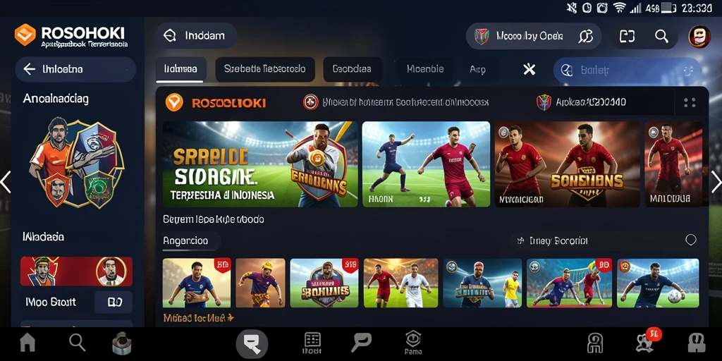 Screenshot utama menampilkan tampilan game Sportsbook yang menarik dan interaktif.